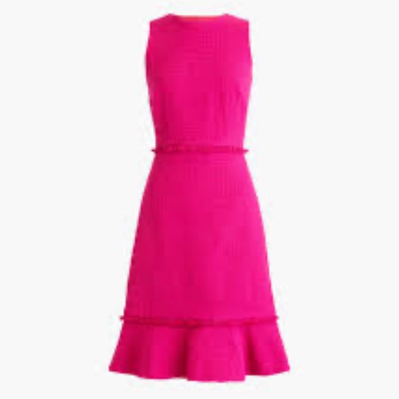 J. Crew Dresses & Skirts - J. Crew Barbie Pink Tweed Dress with Fluted Hem
